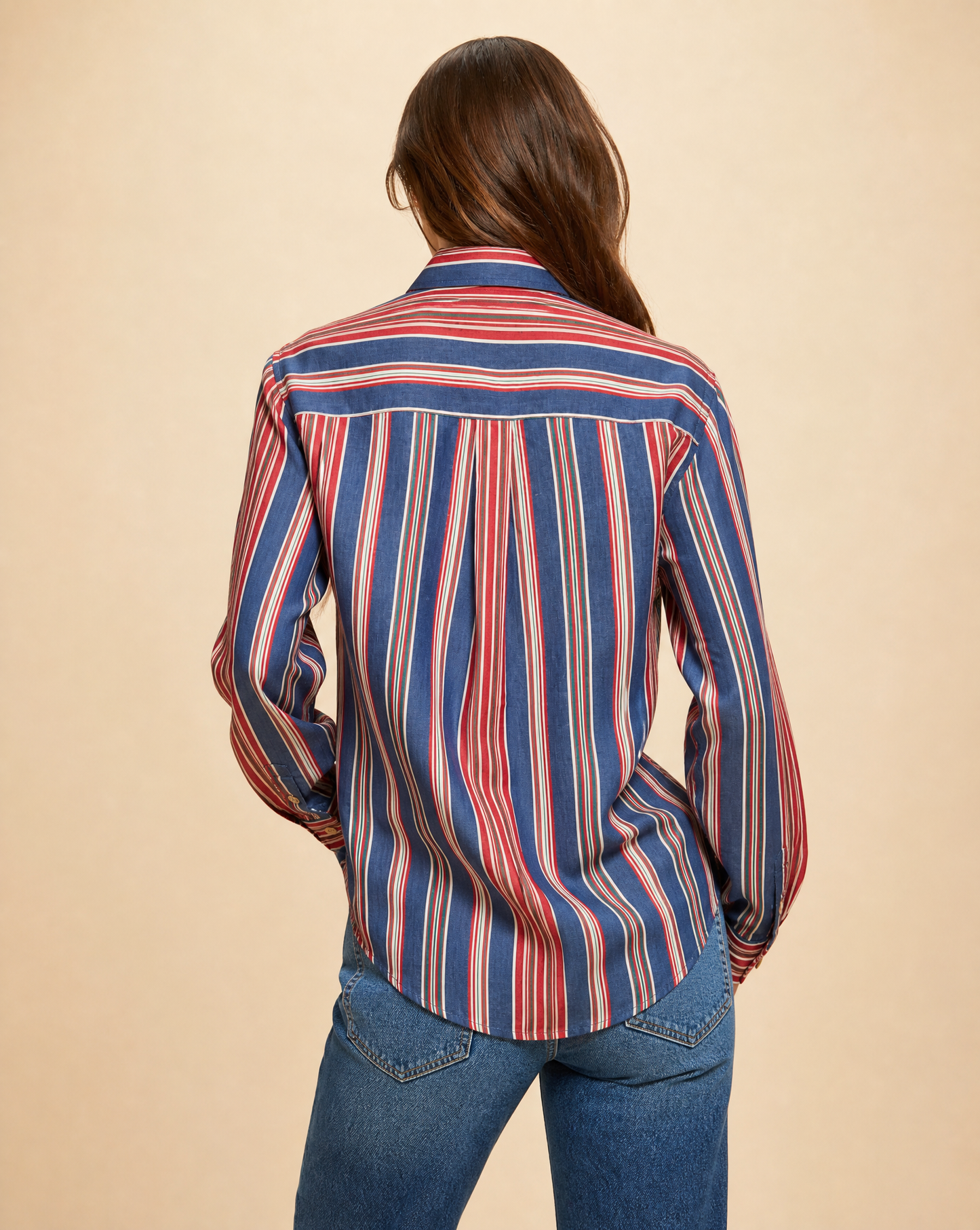Lauren Ralph Lauren Red, Blue & White Striped Button-Down Shirt – Size Small