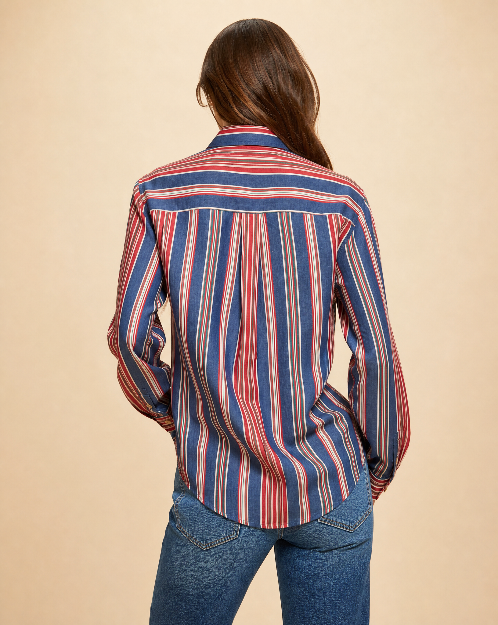 Lauren Ralph Lauren Red, Blue & White Striped Button-Down Shirt – Size Small