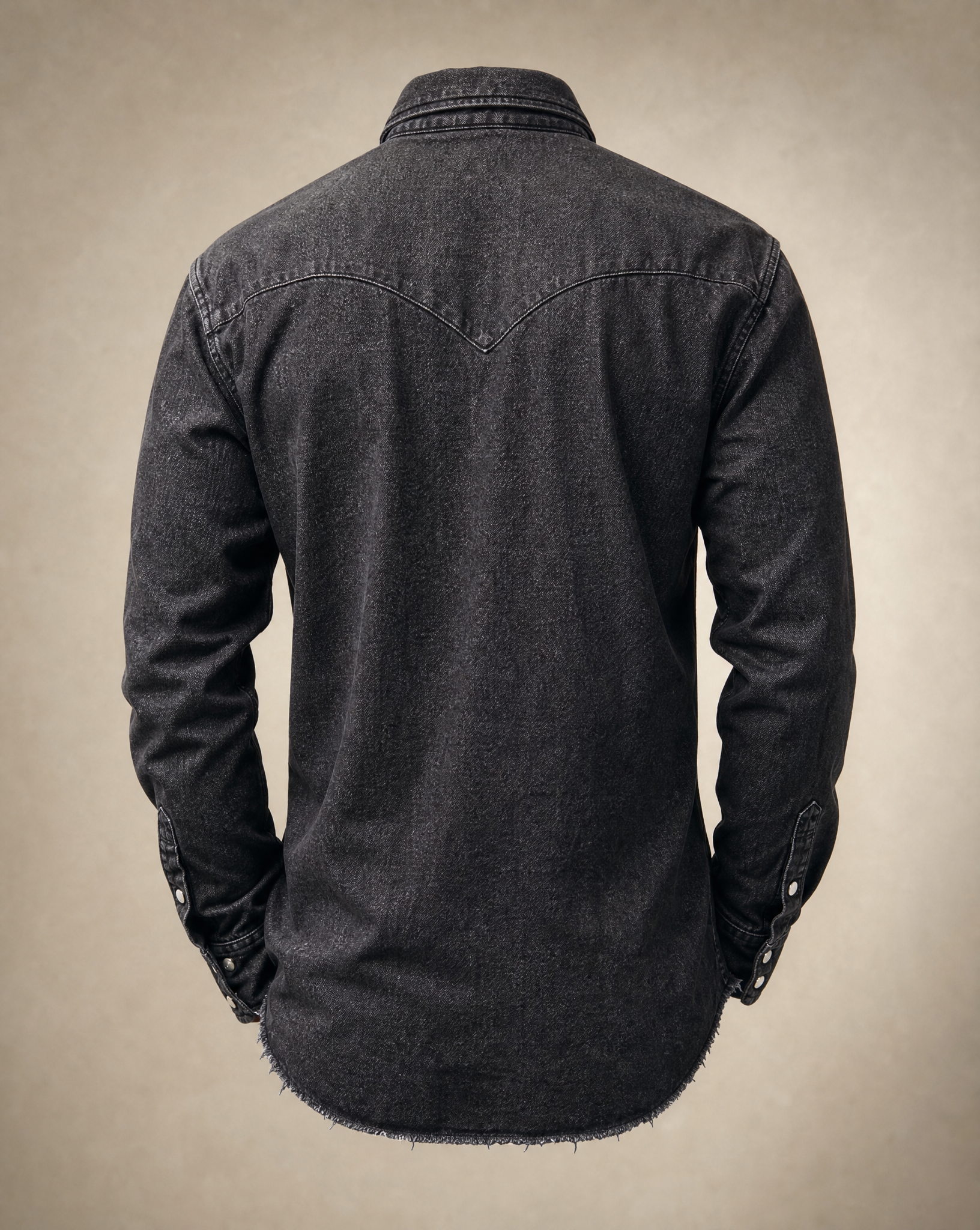 Wrangler Black Denim Western Snap Shirt – Size 17-36 X-Long Tails