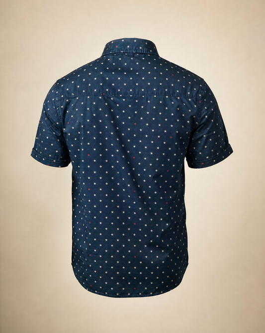 Denim & Flower Ricky Singh Star Print Short Sleeve Button-Up Shirt – Size Medium