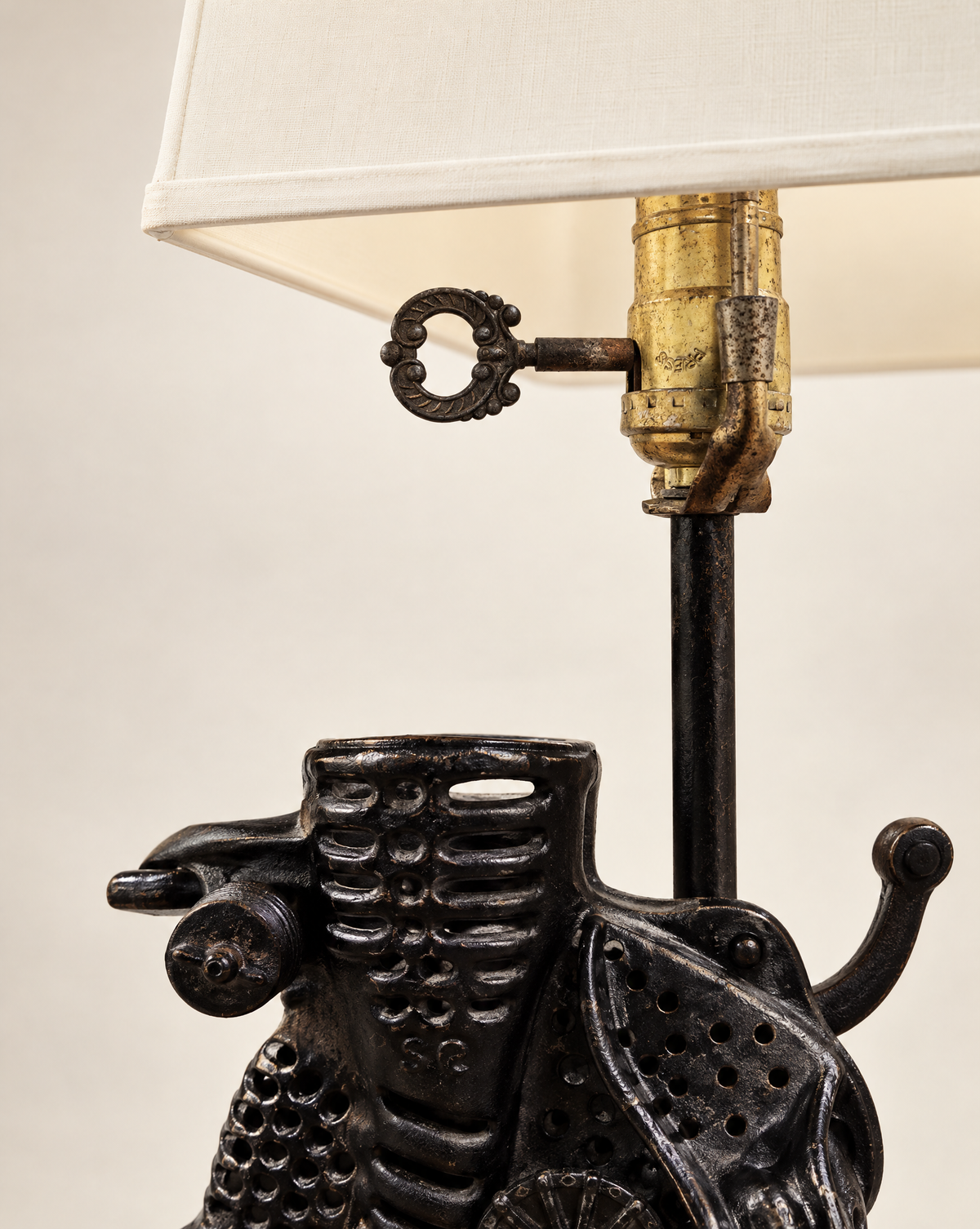 Early 20th Century Cast Iron Corn Sheller Lamp