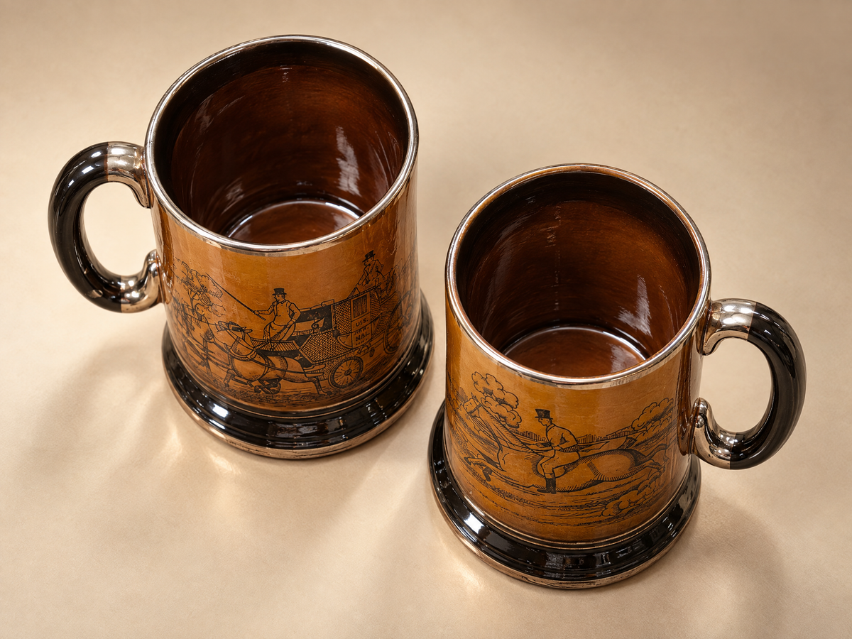 Pair of Vintage Arthur Wood Equestrian Tankards
