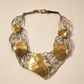 Signed Brutalist Mixed Metal Artisan Collar Necklace