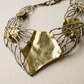 Signed Brutalist Mixed Metal Artisan Collar Necklace