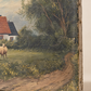 Vintage Pastoral Landscape Oil Painting – Cattle & Country Cottage (19.5" H × 15.5" W)