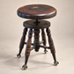 Antique Adjustable Piano Stool with Glass Ball & Claw Feet