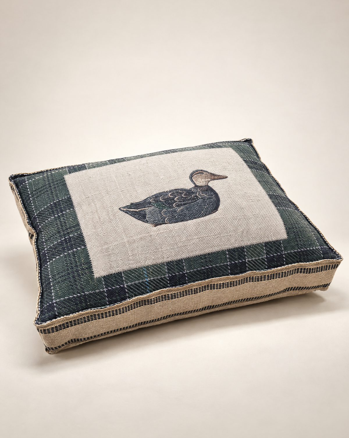 Decoy Duck II on Plaid Decorative Pillow