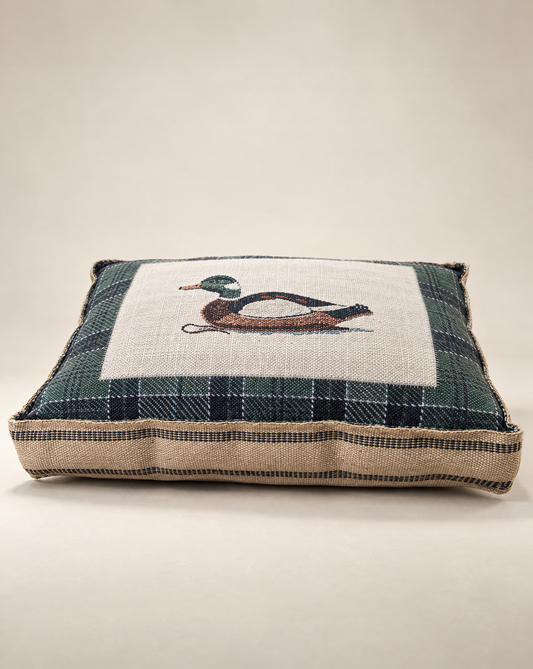 Decoy Duck III on Plaid Decorative Pillow