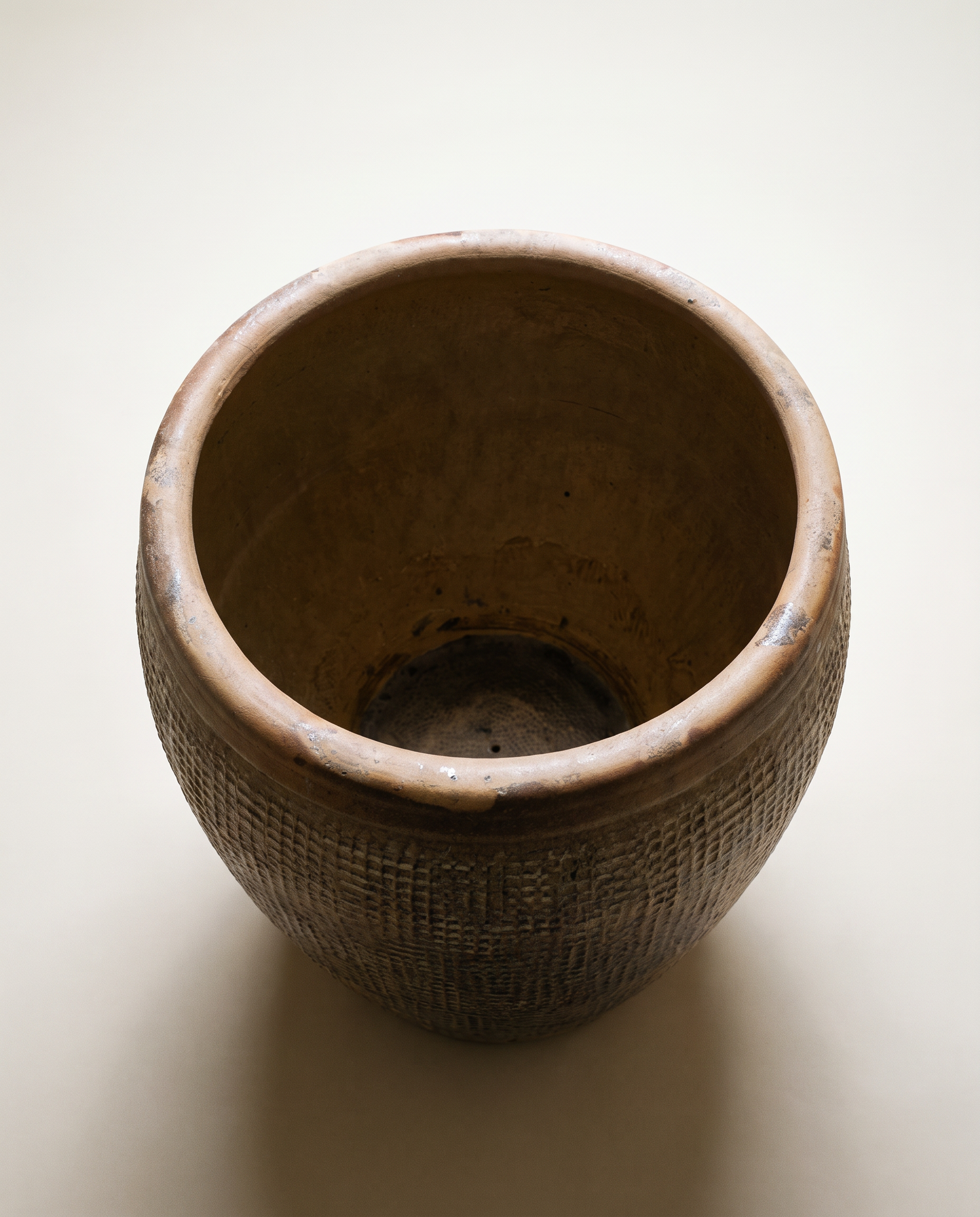 Vintage Large Textured Glazed Terracotta Garden Planter