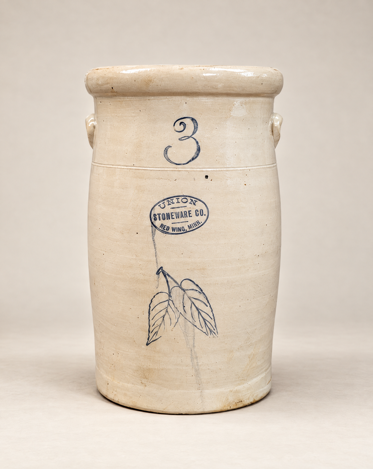 Antique Union Stoneware Co. Red Wing 3-Gallon Churn – Circa 1895–1909
