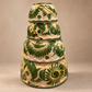 Set of Four Vintage Green Glazed Folk Pottery Nesting Bowls