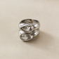Sterling Silver Double Pear-Cut Crystal Statement Ring – Size 6