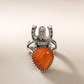 Sterling Silver Southwestern Horseshoe & Orange Spiny Oyster Ring – Size 7
