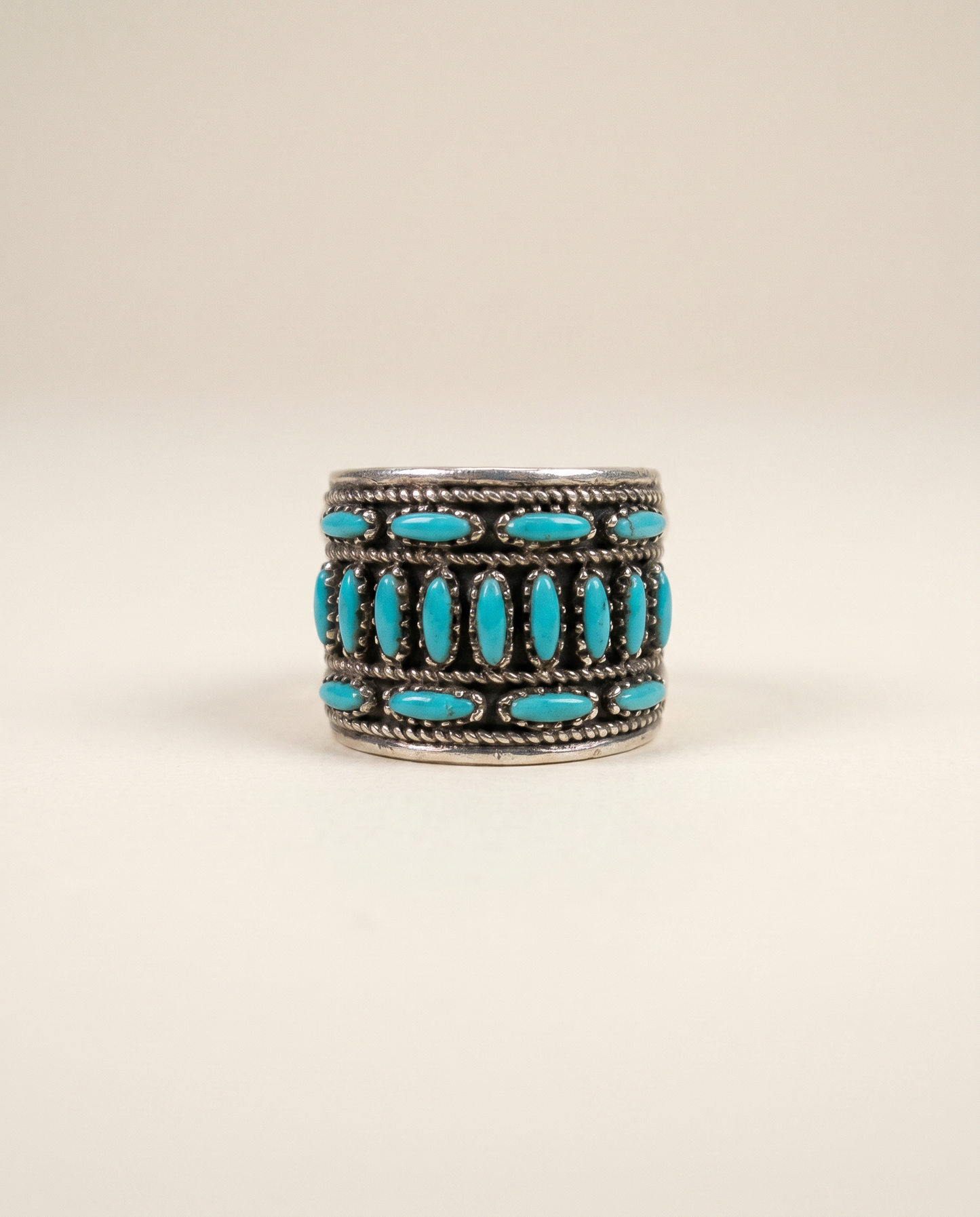 Vintage Sterling Silver Multi-Stone Turquoise Cluster Ring – Size 7.5