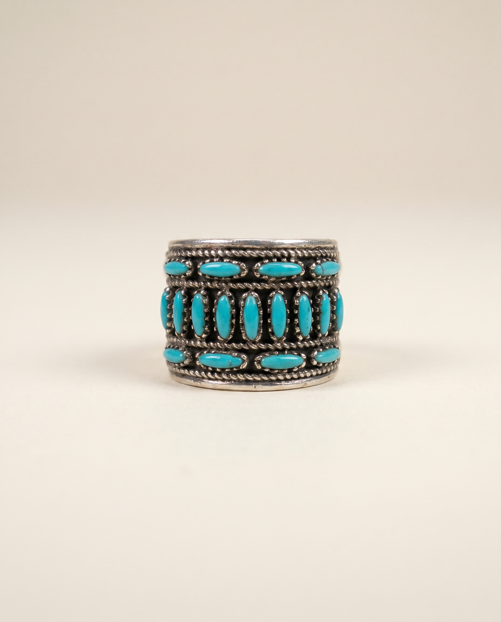 Vintage Sterling Silver Multi-Stone Turquoise Cluster Ring – Size 7.5