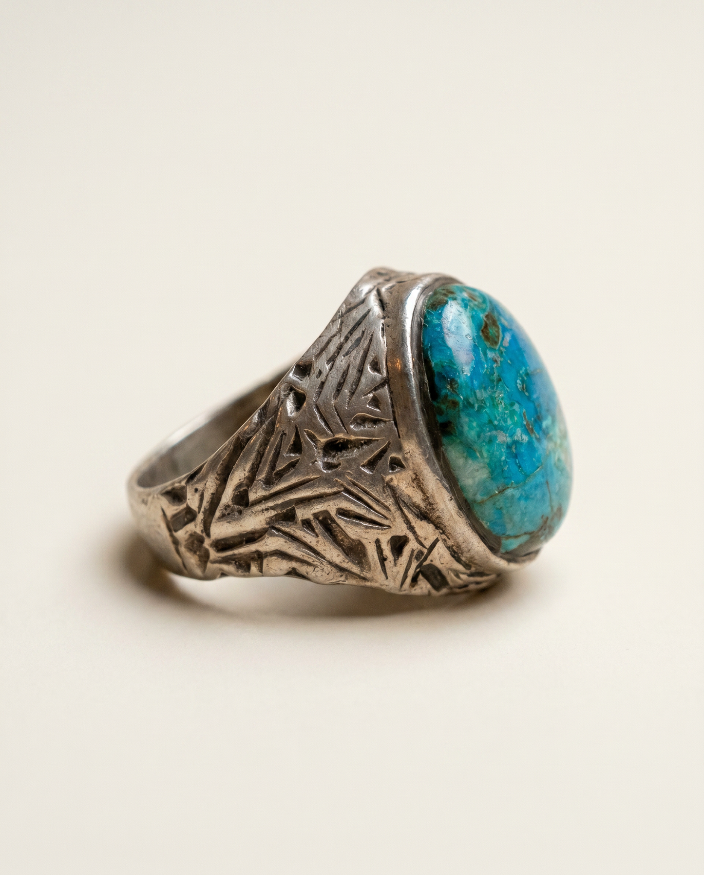 Vintage Sterling Silver Azurite-Malachite Statement Ring – Size 8