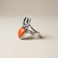 Sterling Silver Southwestern Horseshoe & Orange Spiny Oyster Ring – Size 7