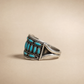 Vintage Sterling Silver Multi-Stone Turquoise Cluster Ring – Size 7.5