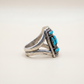 Vintage Sterling Silver Multi-Stone Turquoise Cluster Ring – Size 7.5