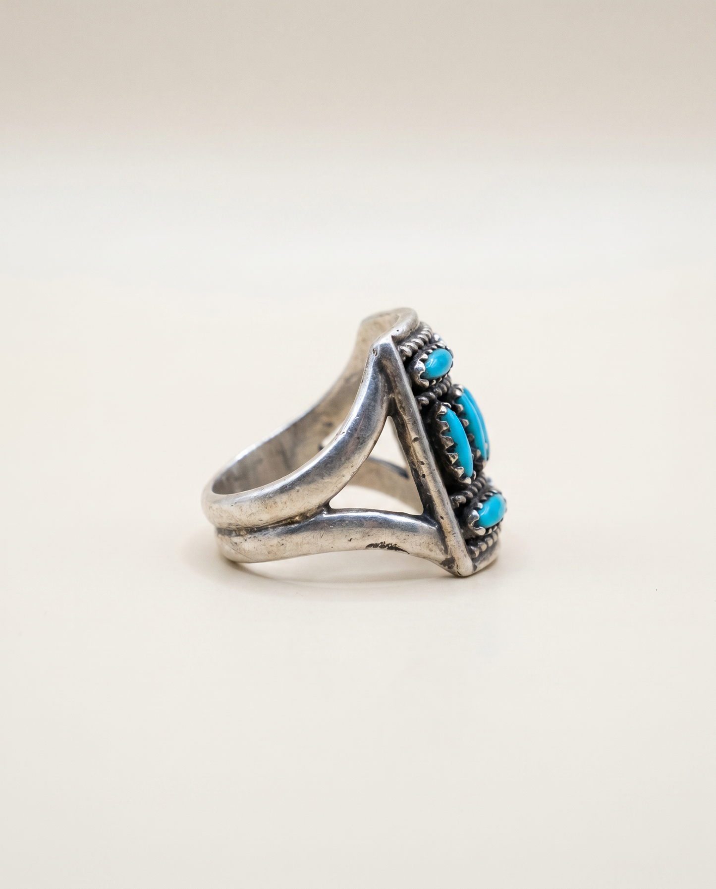 Vintage Sterling Silver Multi-Stone Turquoise Cluster Ring – Size 7.5