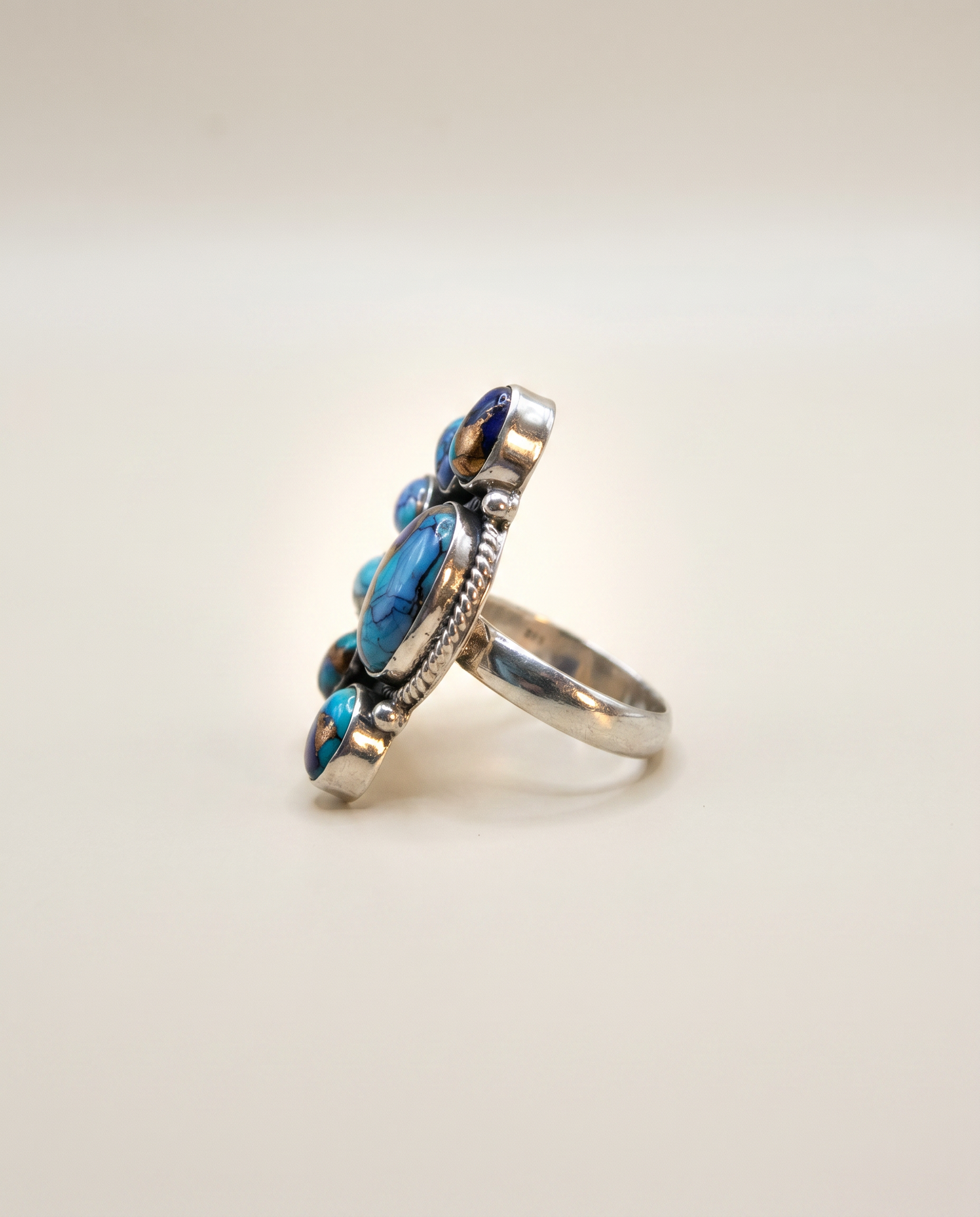Sterling Silver Purple Mojave Turquoise Cluster Ring – Size 8