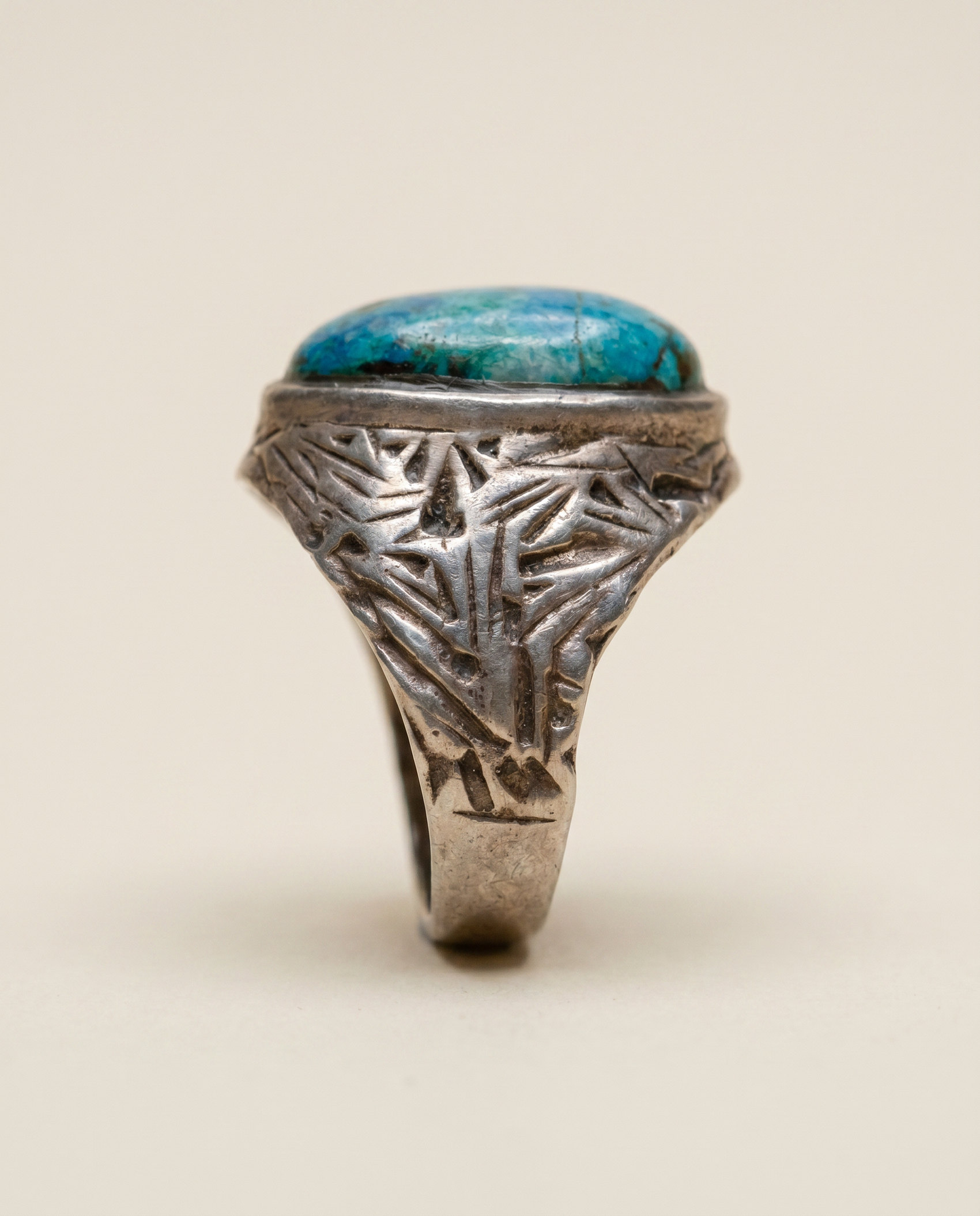 Vintage Sterling Silver Azurite-Malachite Statement Ring – Size 8