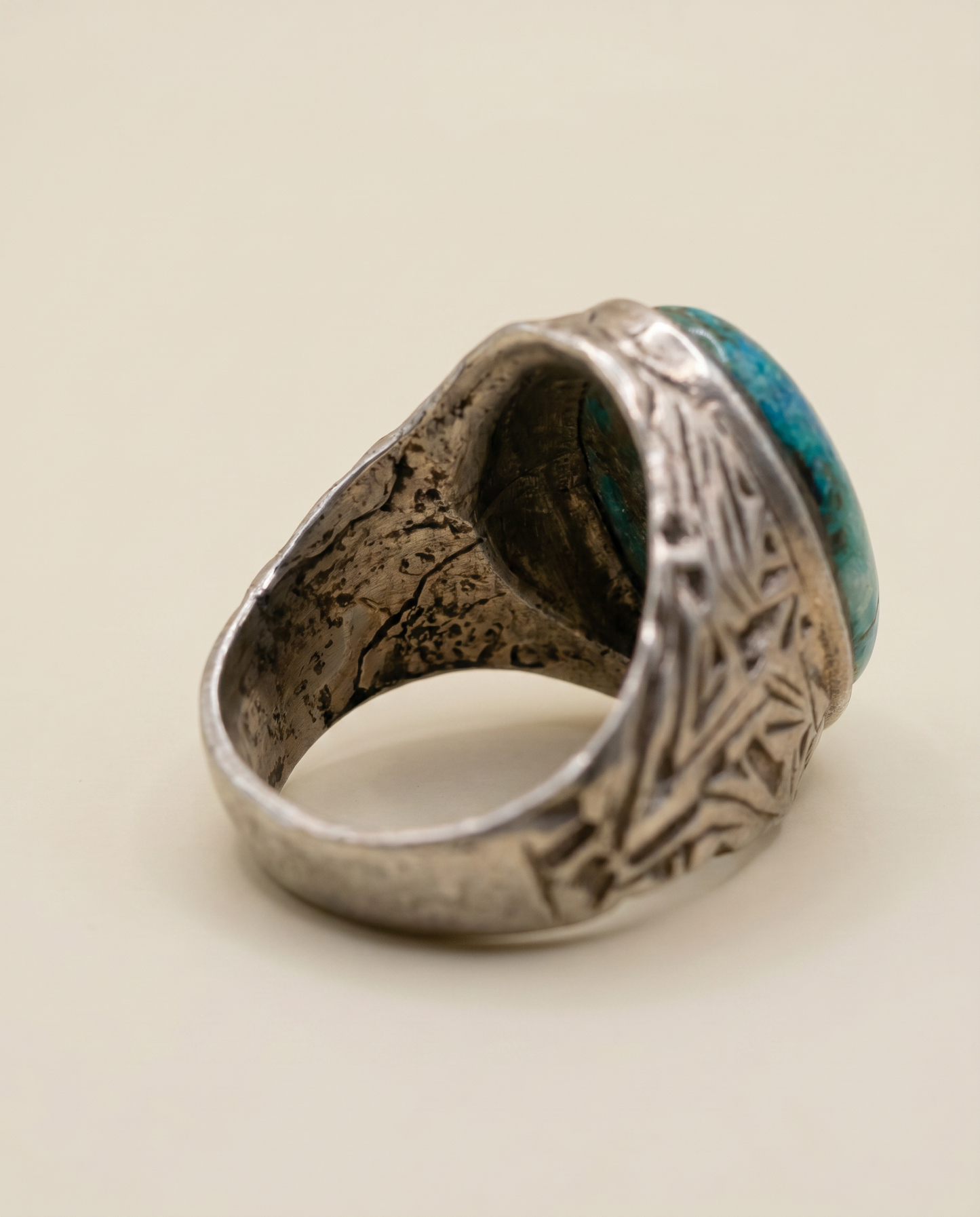 Vintage Sterling Silver Azurite-Malachite Statement Ring – Size 8