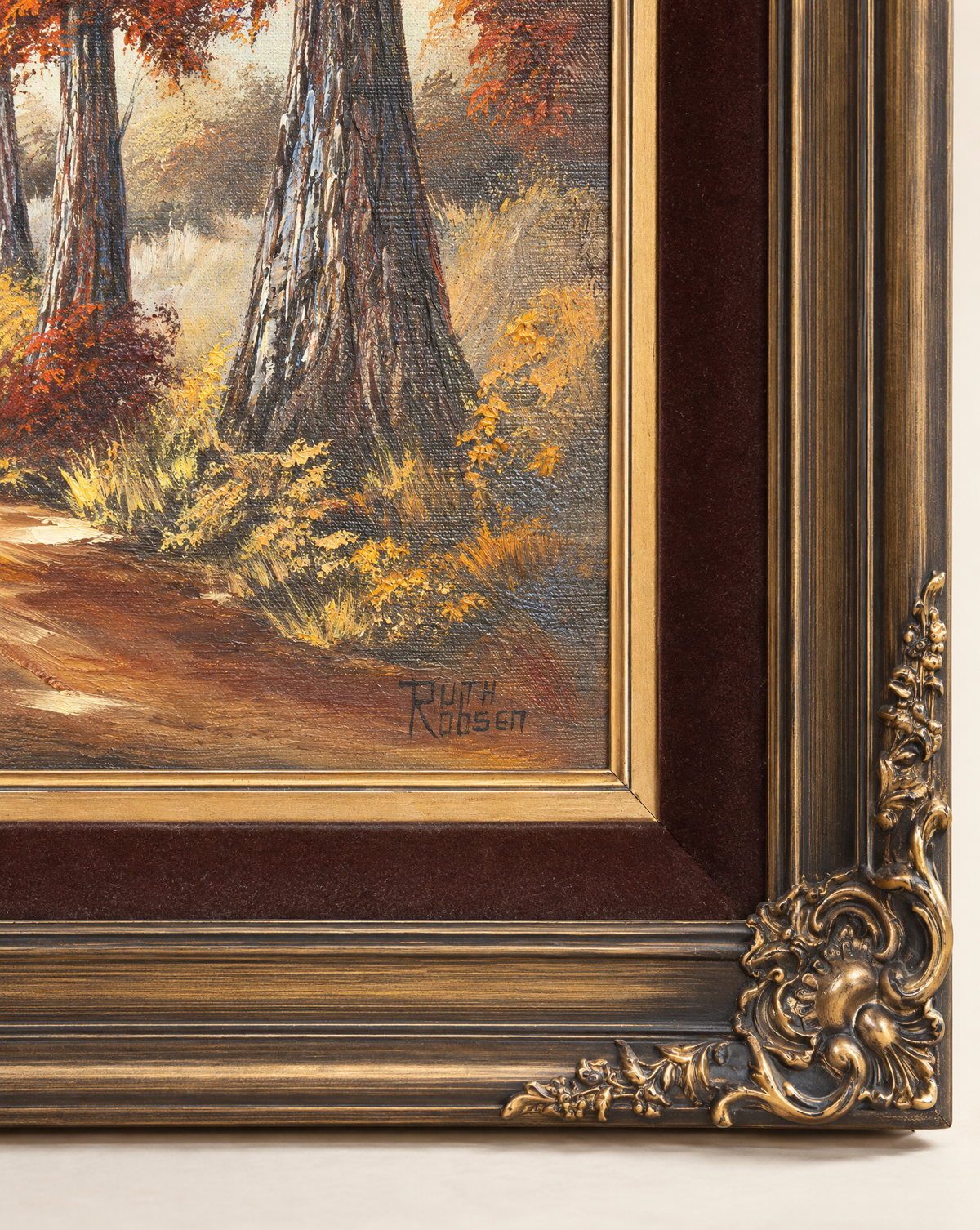 Vintage 1977 Ruth Robson California Landscape Oil Painting - 34" W × 28" H