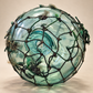 Vintage Glass Fishing Float with Rope Netting