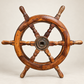 Vintage Wooden Ship's Wheel with Metal Center Hub – 24"