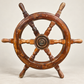 Vintage Wooden Ship's Wheel with Metal Center Hub – 24"
