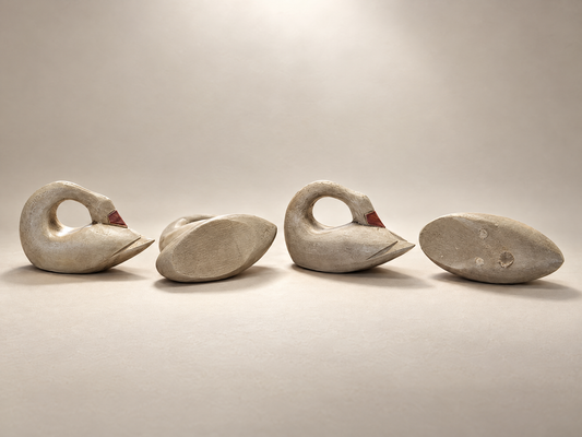Set of Four Vintage Carved Wood Swan Napkin Holders