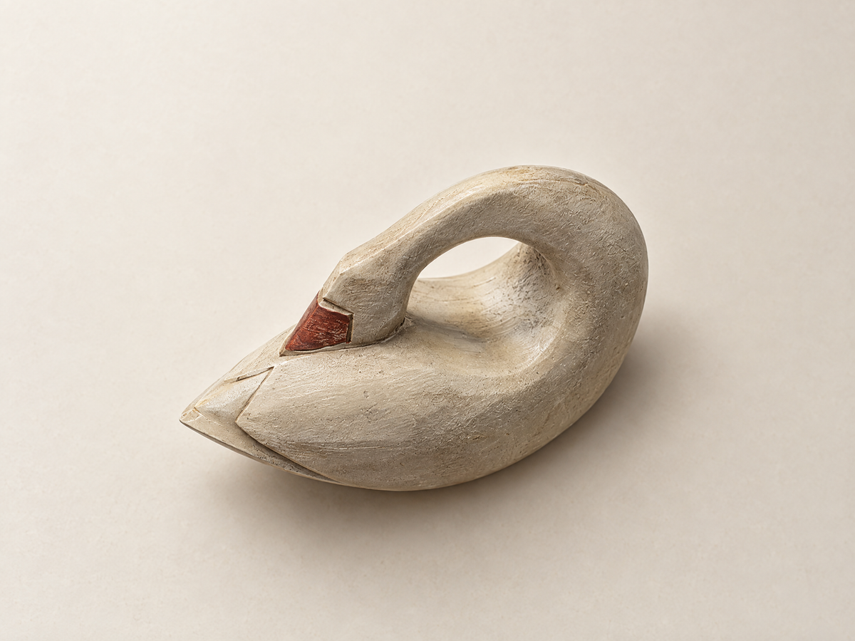 Set of Four Vintage Carved Wood Swan Napkin Holders