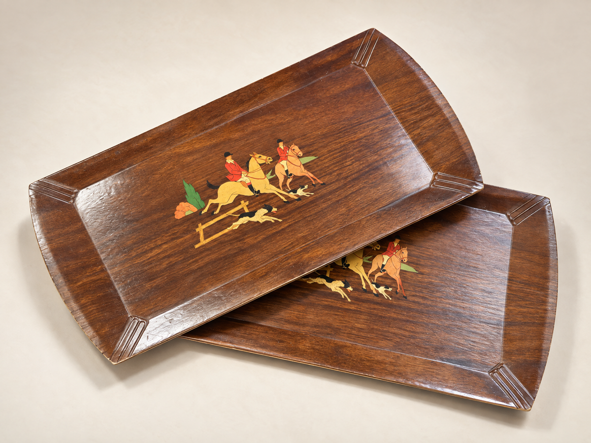 Set of 4 Vintage Hasko Fox Hunt Serving Trays