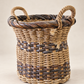Vintage Mixed-Weave Gathering Basket with Rope Handles