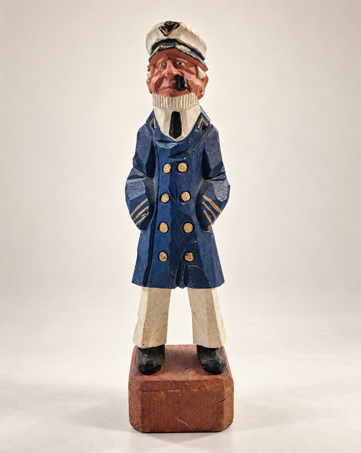 Vintage Hand-Carved Wooden Sea Captain Folk Art Figure