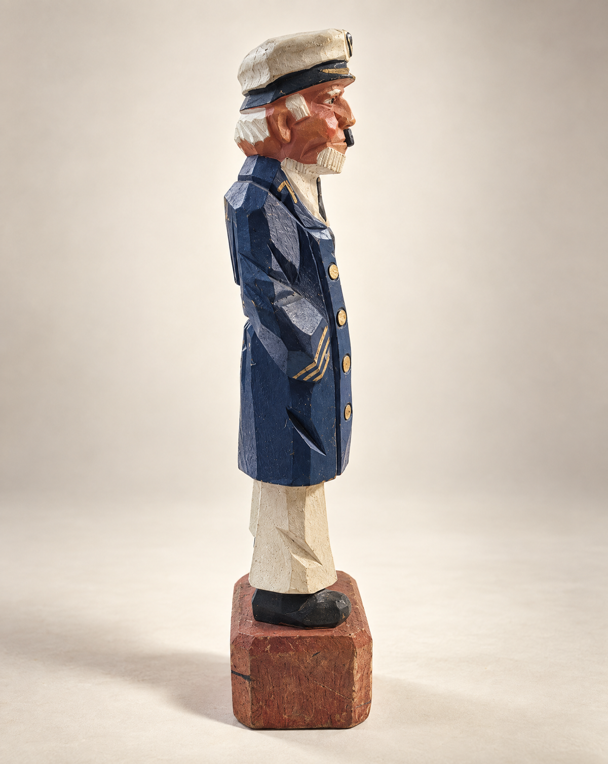 Vintage Hand-Carved Wooden Sea Captain Folk Art Figure