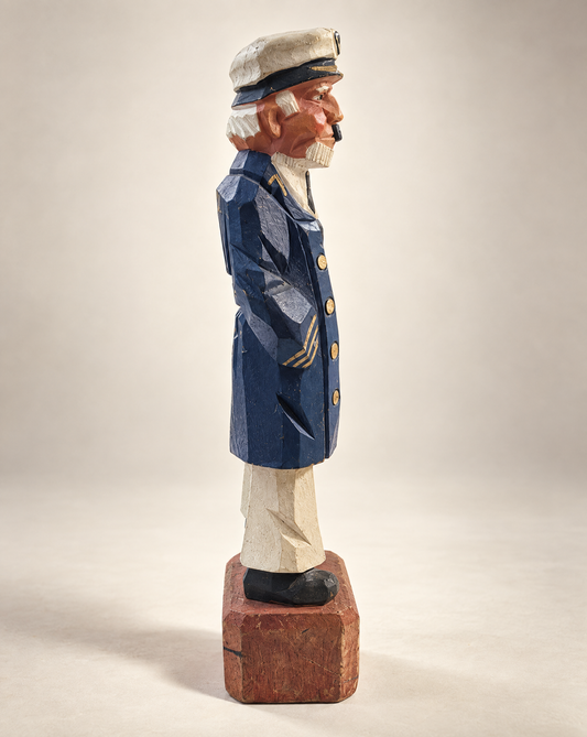 Vintage Hand-Carved Wooden Sea Captain Folk Art Figure