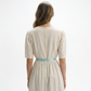Vintage Cream Cotton Prairie Dress with Lace Yoke & Blue Ribbon Tie