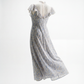 Vintage Blue Floral Maxi Dress with Lace Yoke & Ruffle Trim
