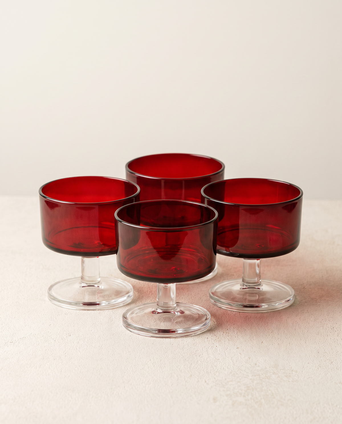 Vintage Luminarc Cavalier Ruby Red Stemmed Glass