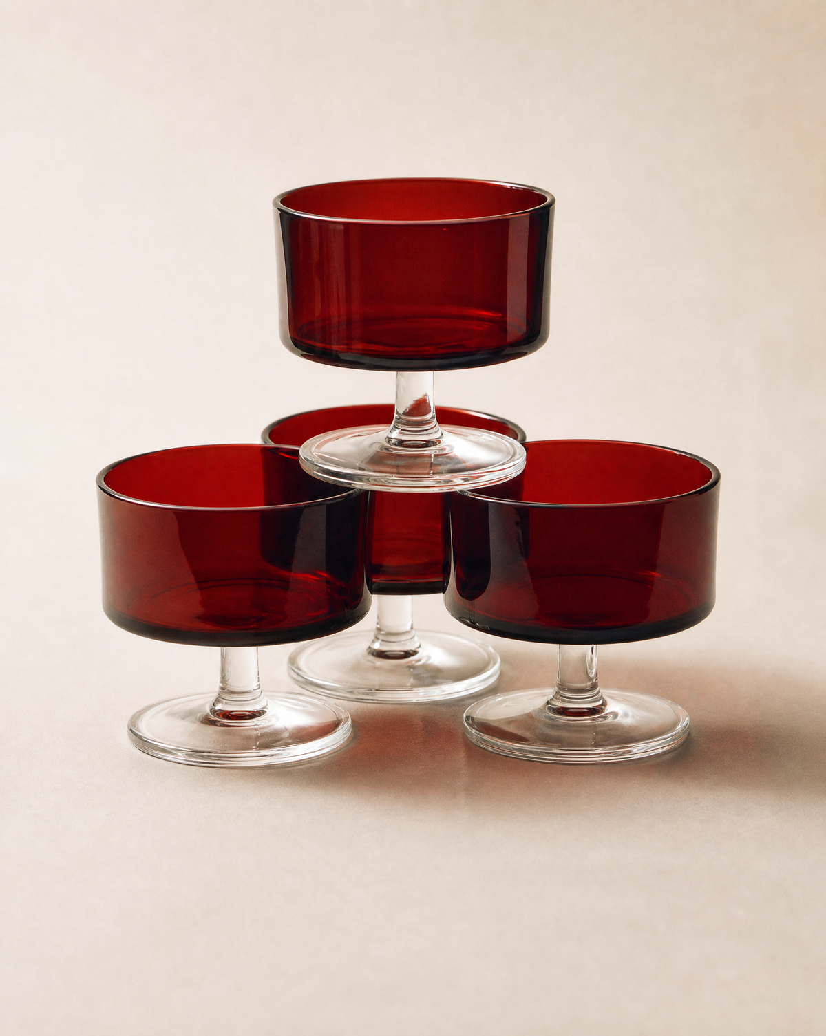 Vintage Luminarc Cavalier Ruby Red Stemmed Glass