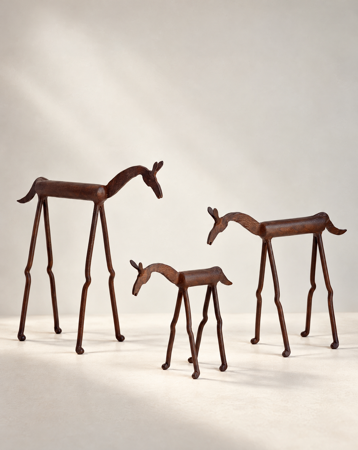Forged Iron Horse Sculptures – Set of 3