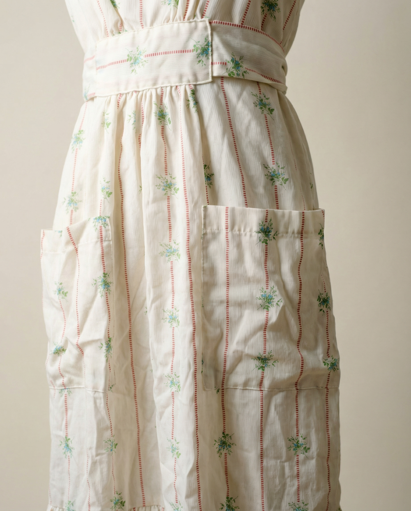 Vintage Floral Stripe Sundress — Size M