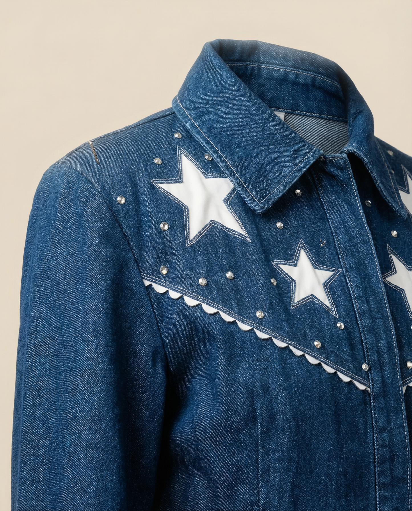 Vintage Star Studded Denim Western Jacket