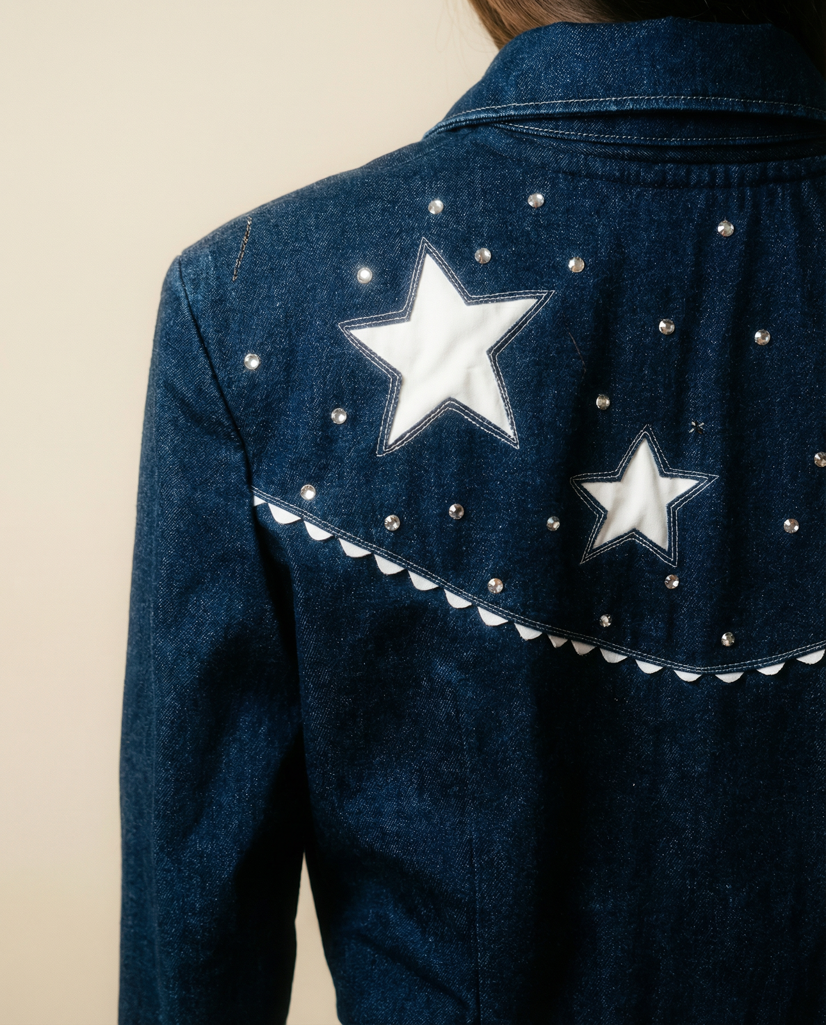 Vintage Star Studded Denim Western Jacket
