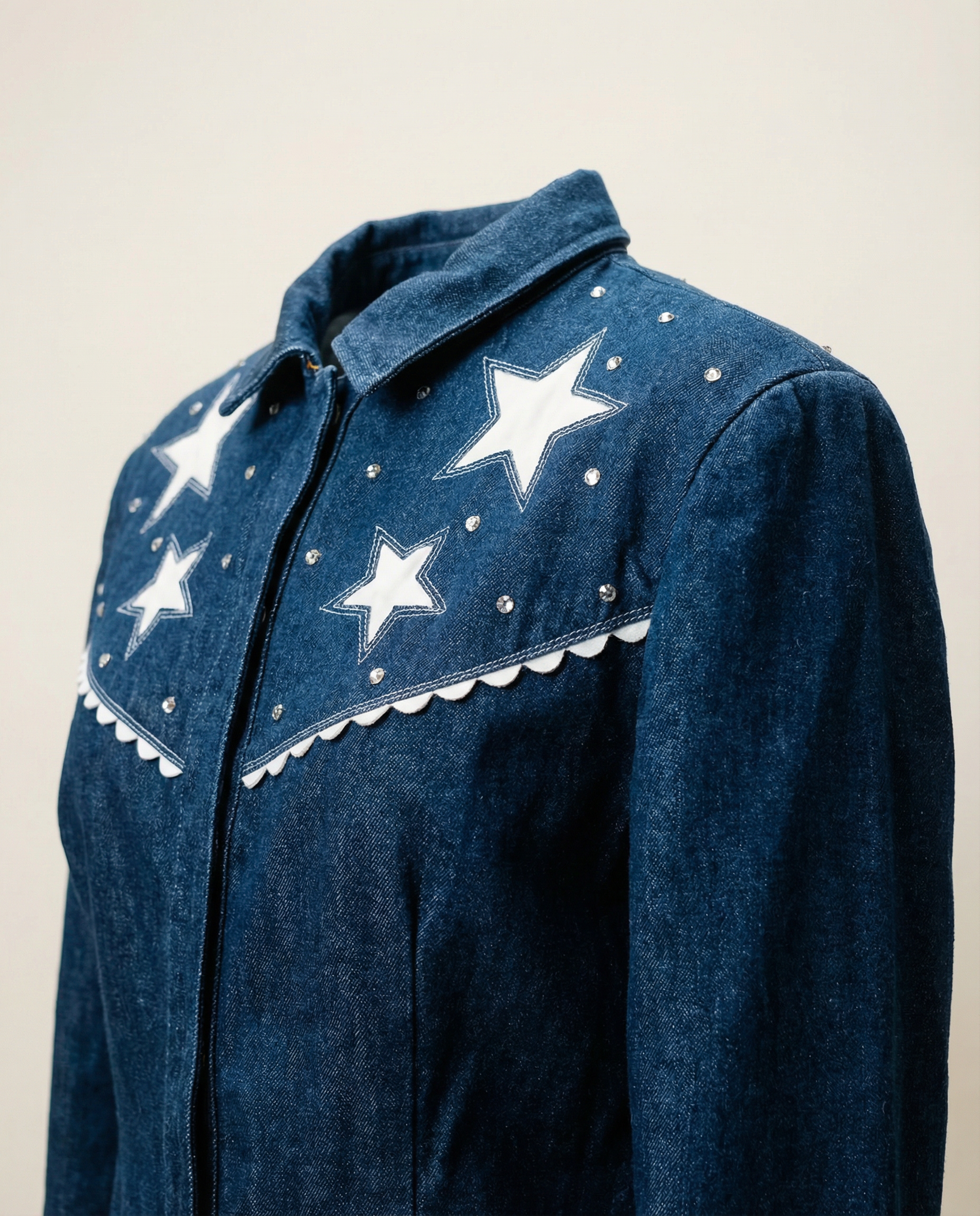 Vintage Star Studded Denim Western Jacket