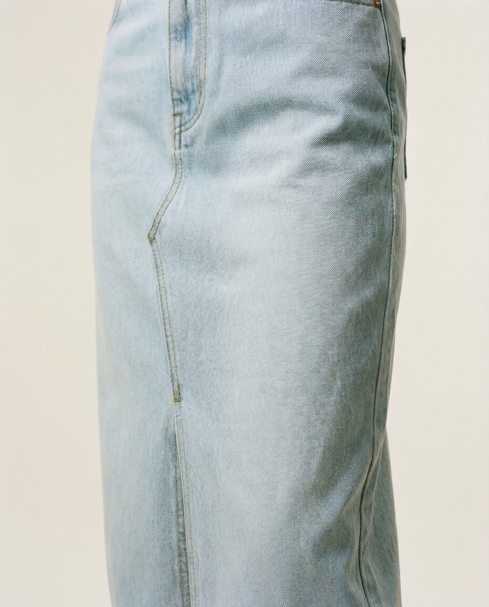 Light Wash Denim Midi Skirt
