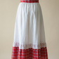 Red Plaid & Lace Prairie Midi Skirt – Small/Medium
