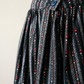Handmade Black Floral Prairie Skirt with Lace Trim - Small